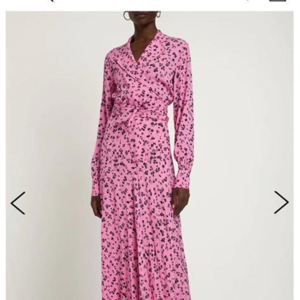 Rotate Birger Christensen pink floral wrap dress